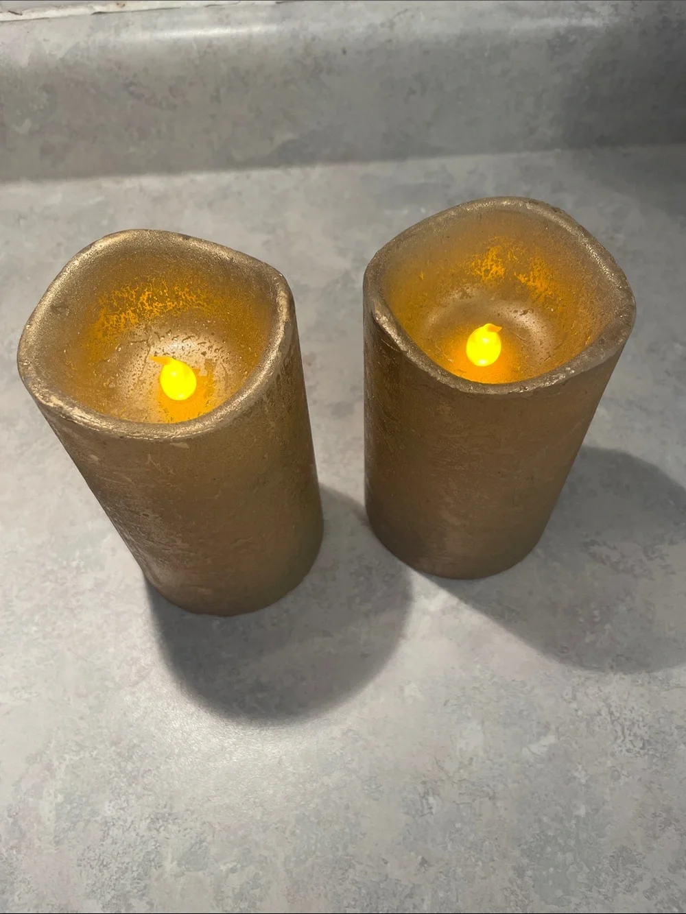 Gold LED Pillar Candles - Decorative Home Accent